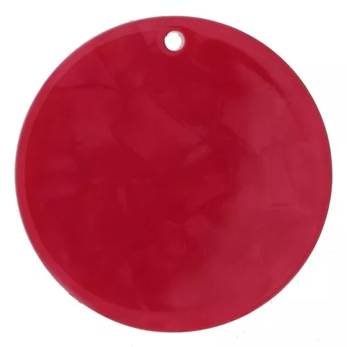 Ciondolo rotondo da 30 mm in acetato trasparente - Red Marble x1
