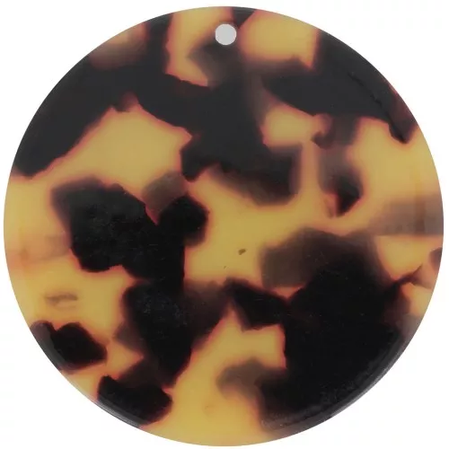 Pendente rotondo in acetato 40 mm - Marrone tartaruga - Nero x1