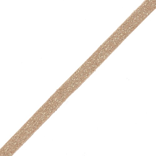 Laccetto imitazione pelle scamosciata 3x1.3 mm Light Bronzo con paillettes x 2.8 m