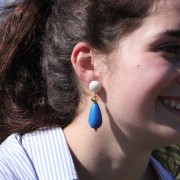 Perla di resina opaca 30x16 mm - Blu marcato x1