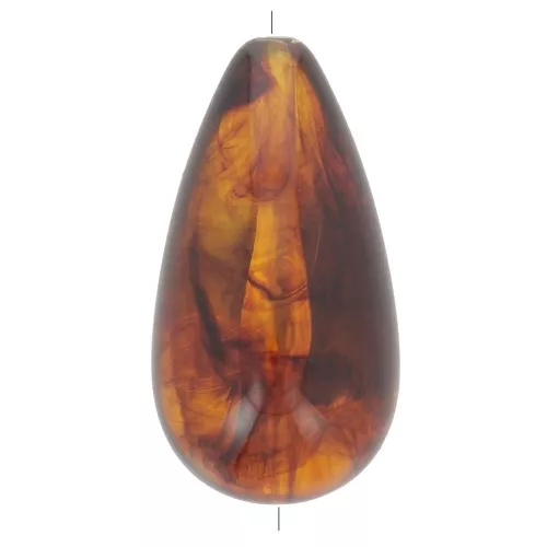 Perla in resina traslucida 26x14 mm - Ambra marmorizzata x1
