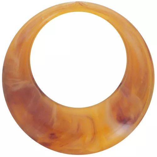 Ciondolo rotondo cavo in resina traslucida 44 mm - Albicocca marmorizzato x1