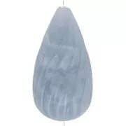 Perla ritorta in resina opaca 26x14 mm - Blu-grigio marmorizzato x1