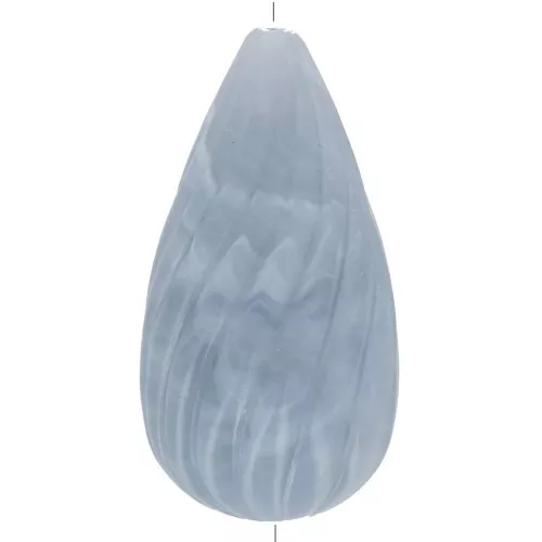 Perla ritorta in resina opaca 26x14 mm - Blu-grigio marmorizzato x1