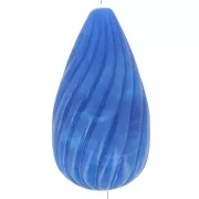 Perle - Perle poire torsadée en résine opaque 26x14 mm - Bleu royal marbré x1 Perle poire torsadée en résine opaque 26x14 mm - Bleu royal marbré x1