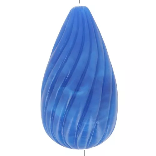 Perla ritorta in resina opaca 26x14 mm - Blu reale marmorizzato x1