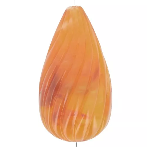 Perlina ritorta a forma di pera in resina traslucida 26x14 mm - Albicocca marmorizzata x1