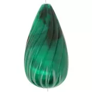 Perla ritorta in resina opaca 26x14 mm - Verde scuro marmorizzato x1
