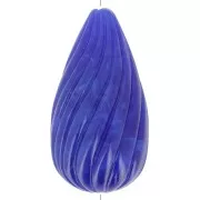 Perla ritorta in resina opaca 26x14 mm - Blu marino marmorizzato x1