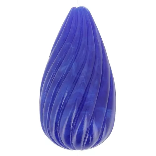 Perla ritorta in resina opaca 26x14 mm - Blu marino marmorizzato x1
