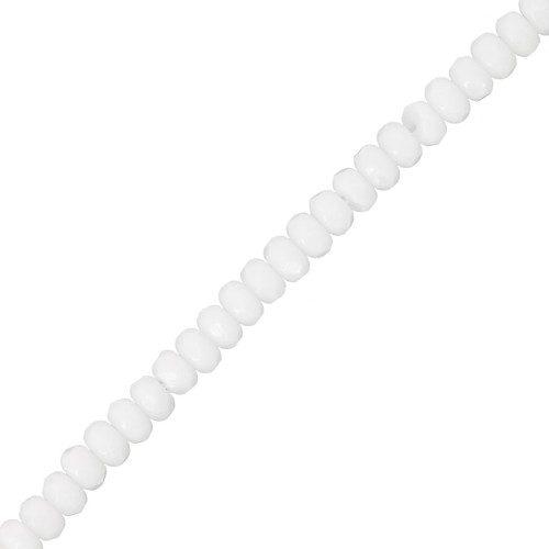Perle sfaccettate tonde appiattite 4x2,5 mm - Bianco opaco x12,5 cm