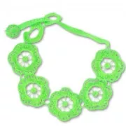 Bracciale ricamato macramè fiori grossi 22 mm Verde Fluo x1