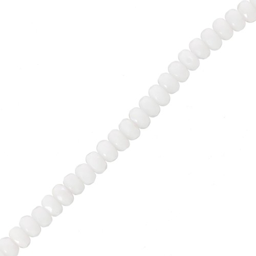 Perle sfaccettate rotonde appiattite 4x2,5 mm - Bianco opaco AB x12,5 cm