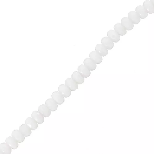 Perle sfaccettate rotonde appiattite 4x2,5 mm - Bianco opaco AB x12,5 cm