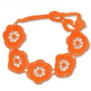 Bracciale ricamato macramè fiori grossi 22 mm Arancio Fluo x1