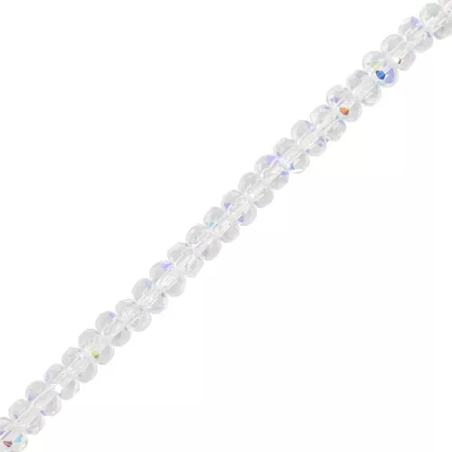 Perle sfaccettate rotonde appiattite 4x2,5 mm - Cristallo AB x12,5 cm