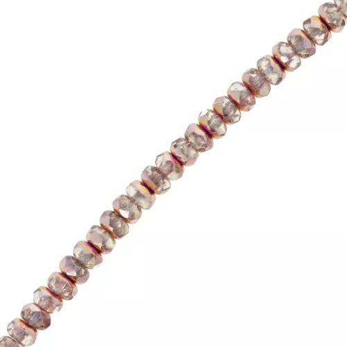 Perle rotonde sfaccettate appiattite 4x2,5 mm - Crystal Sunset x12,5 cm