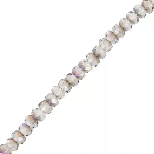 Perla tonda sfaccettata appiattita 4x2,5 mm - Cristallo Azzuro x12,5cm