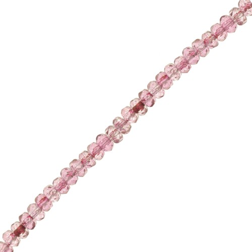 Perle rotonde sfaccettate appiattite 4x2,5 mm - Luster Rose x12,5 cm