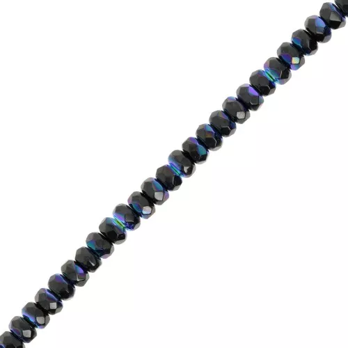 Perle rotonde sfaccettate appiattite 4x2,5 mm - Jet AB x12,5 cm