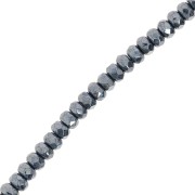 Perline rotonde sfaccettate 4x2,5 mm - Jet Hematite x12,5 cm|raw }}
