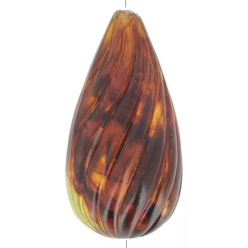 Perla ritorta a forma di pera in resina traslucida 26x14 mm - Ambra marmorizzata x1