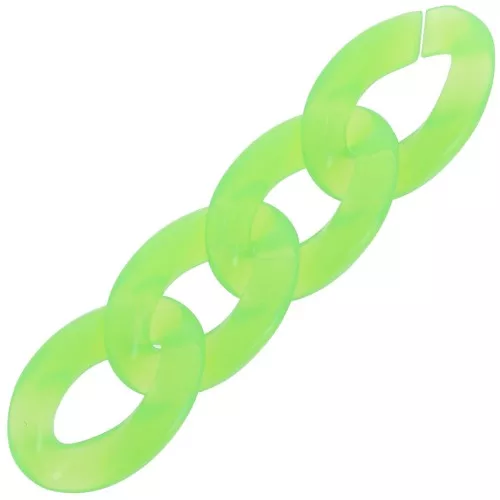 Maglia ovale ritorta in acrilico trasparente 29,5x20 mm - Verde fluorescente x1
