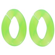 Maglia ovale ritorta in acrilico trasparente 29,5x20 mm - Verde fluorescente x1