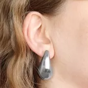 Orecchini a goccia bombati 39x21 mm - Acciaio inossidabile 304 x2