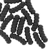 Perle tubolari curve 31x10mm in resina opaca - Nero x4