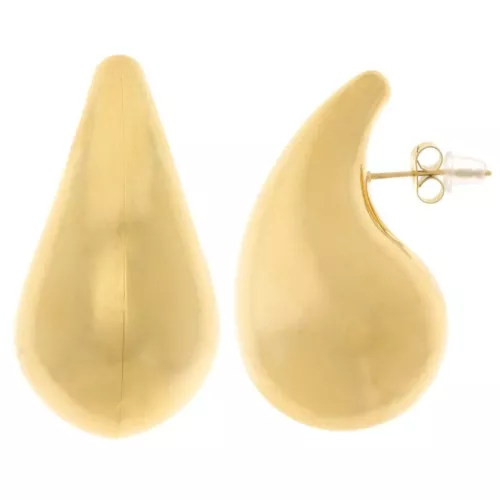 Orecchini a goccia bombati 39x21 mm - Acciaio inossidabile 304 dorato x2