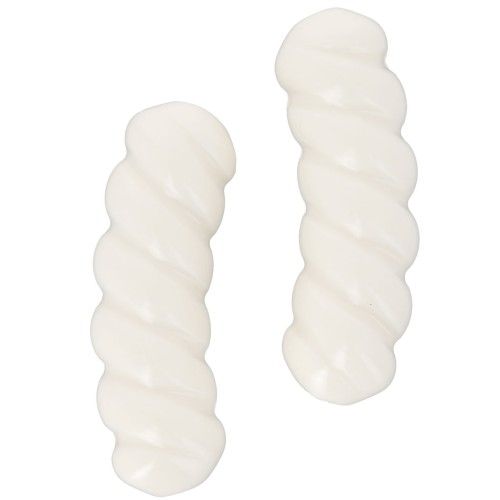 Perline a tubo curvo ritorto in resina opaca 31x10mm - Ecru x4