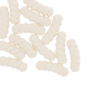 Perle tubolari curve 31x10mm in resina opaca - Ecrù x4