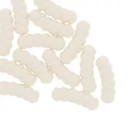 Perle tubolari curve 31x10mm in resina opaca - Ecrù x4