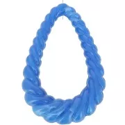 Pendente goccia ritorta 36x24,5 mm in resina opaca - Blu reale marmorizzato x1