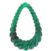Pendente goccia ritorta 36x24,5 mm in resina opaca - Verde scuro marmorizzato x1
