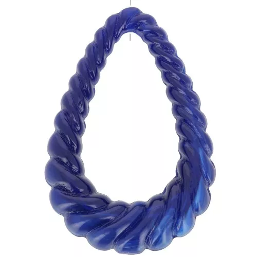Pendente goccia ritorta 36x24,5 mm in resina opaca - Blu marcato x1
