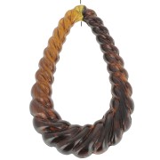 Pendente goccia ritorta 36x24,5 mm in resina trasparente - Ambra marmorizzata x1