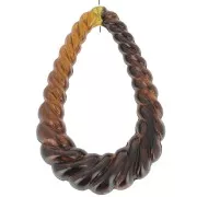 Pendentif goutte évidé torsadé 36x24.5 mm résine transparente - Ambre marbré x1