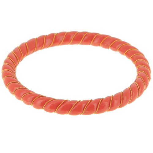 Bracciale a collana ritorta in resina opaca con filo d'oro 64 mm - Terracotta x1