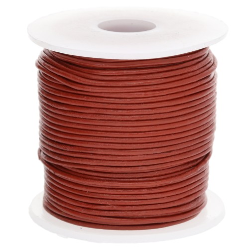 Cordoncino in pelle da 1 mm - Rosso scuro x 25 m