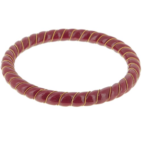 Bracciale a maglie ritorte in resina opaca con filo dorato 64 mm - Bordeaux x1