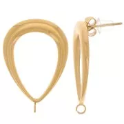 Orecchini a goccia vuota 26x18 mm con anello aperto Acciaio inox dorato 304L x2