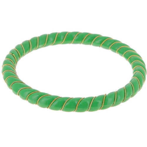Bracciale a collana ritorto in resina opaca con filo d'oro 64 mm - Verde abete x1