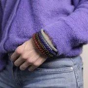 Bracciale a collana ritorto in resina opaca con filo d'oro 64 mm - Verde abete x1