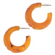 Orecchini a cerchio in resina 30 mm - fiore inciso - Apricot Marble x2