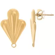 Orecchini foglio 20x13 mm con anello chiuso - Acciaio inox 304L dorato x2