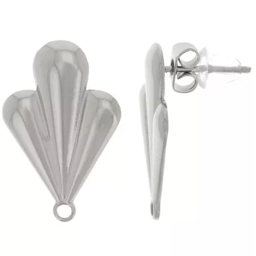 Orecchini foglio 20x13 mm con anello chiuso - acciaio inox 304L x2
