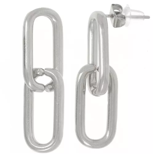 Orecchini perno rettangolari 33x9 mm - acciaio inox 304L x2