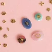 Elementi a fiore piccoli da 6 mm - Acciaio inossidabile 316L dorato x4